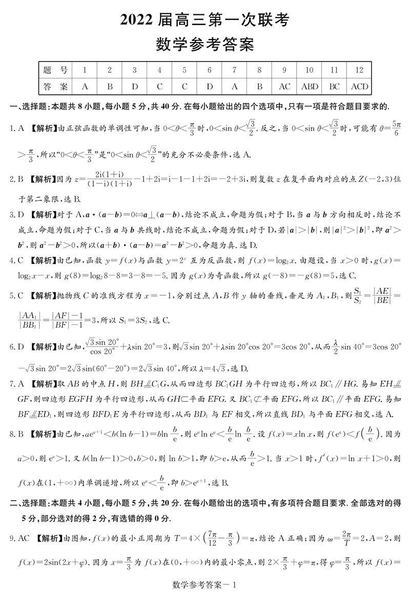 2022年八省联考数学试卷及答案第1页