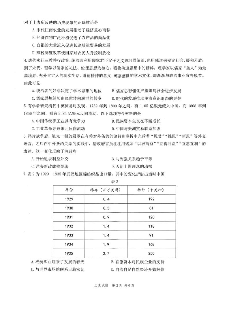 2022年八省联考历史试卷第2页