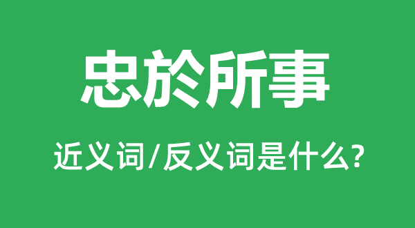 忠於所事的近义词和反义词是什么,忠於所事是什么意思