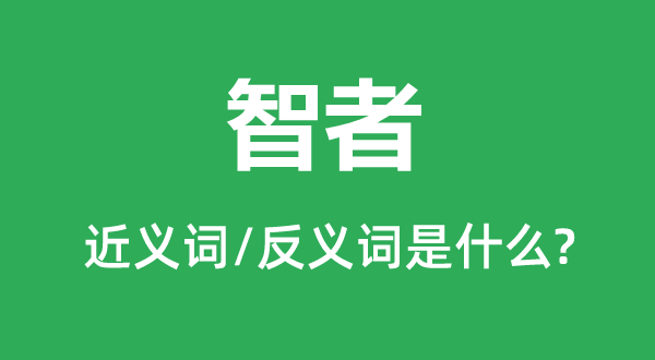 智者的近义词和反义词是什么,智者是什么意思