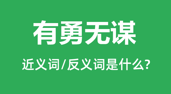 冯河有勇无谋的反义词文武全才 智勇兼备 大智大勇 智勇双全 智勇兼资