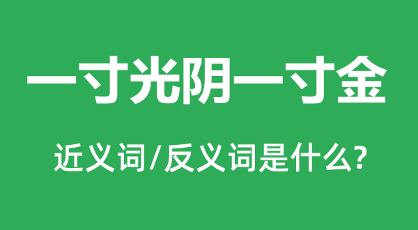 一寸光阴一寸金的近义词和反义词是什么,一寸光阴一寸金是什么意思