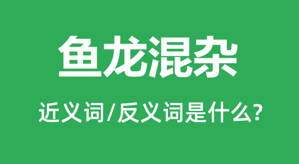 鱼龙混杂的近义词和反义词是什么,鱼龙混杂是什么意思