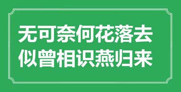 “无可奈何花落去，似曾相识燕归来”是什么意思,出处是哪里