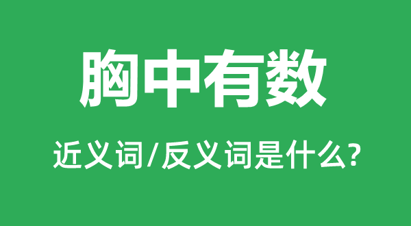 胸中有数的近义词和反义词是什么,胸中有数是什么意思