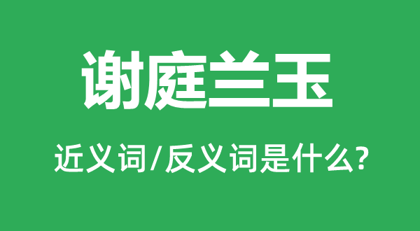 谢庭兰玉的近义词和反义词是什么,谢庭兰玉是什么意思