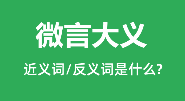 微言大义的近义词和反义词是什么,微言大义是什么意思