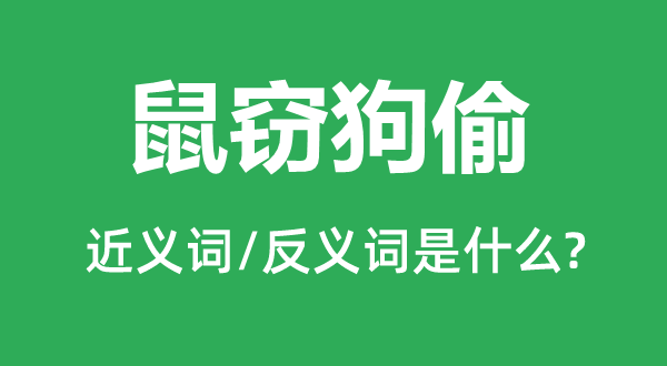 鼠窃狗偷的近义词和反义词是什么,鼠窃狗偷是什么意思