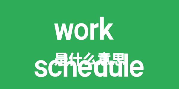 work schedule是什么意思