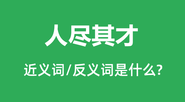 人尽其才的近义词和反义词是什么,人尽其才是什么意思