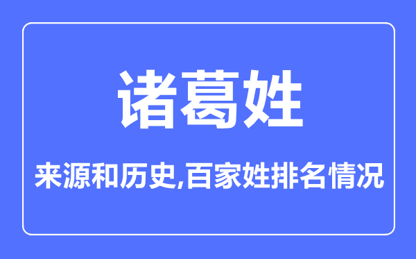 诸葛姓的来源和历史,诸葛姓在百家姓排名第几？