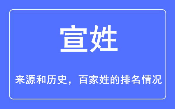 宣姓的来源和历史,宣姓在百家姓排名第几？