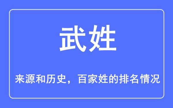 武姓的来源和历史,武姓在百家姓排名第几？