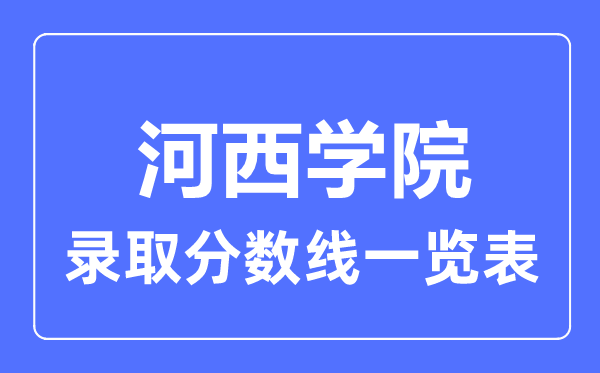 2023年高考多少分能上河西学院？附各省录取分数线