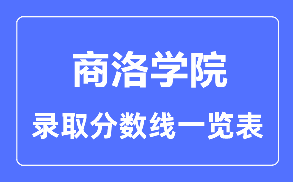 2023年高考多少分能上商洛学院？附各省录取分数线