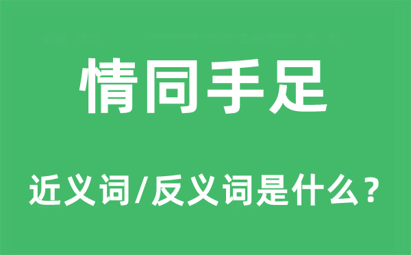 情同手足的近义词和反义词是什么,情同手足是什么意思