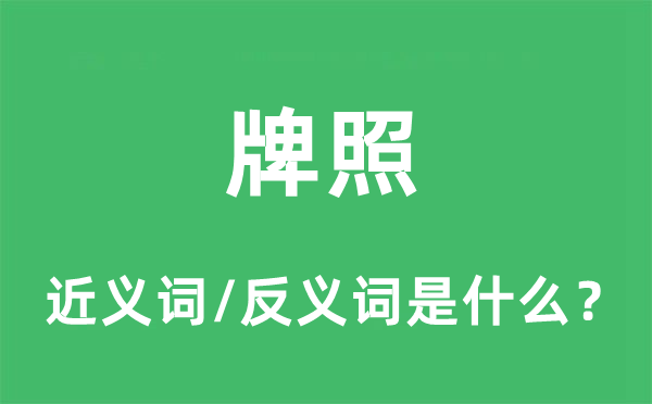 牌照的近义词和反义词是什么,牌照是什么意思