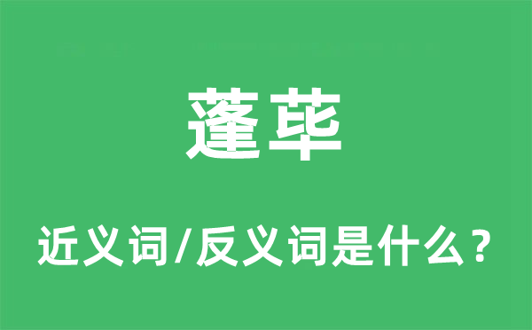 蓬荜的近义词和反义词是什么,蓬荜是什么意思