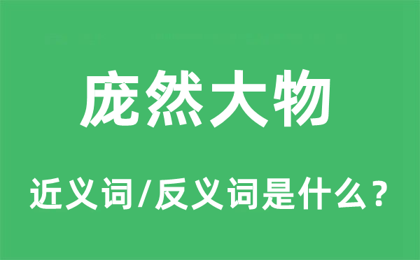 庞然大物的近义词和反义词是什么,庞然大物是什么意思