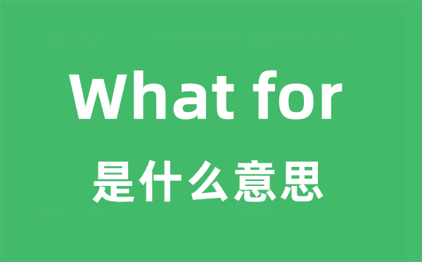 What for是什么意思