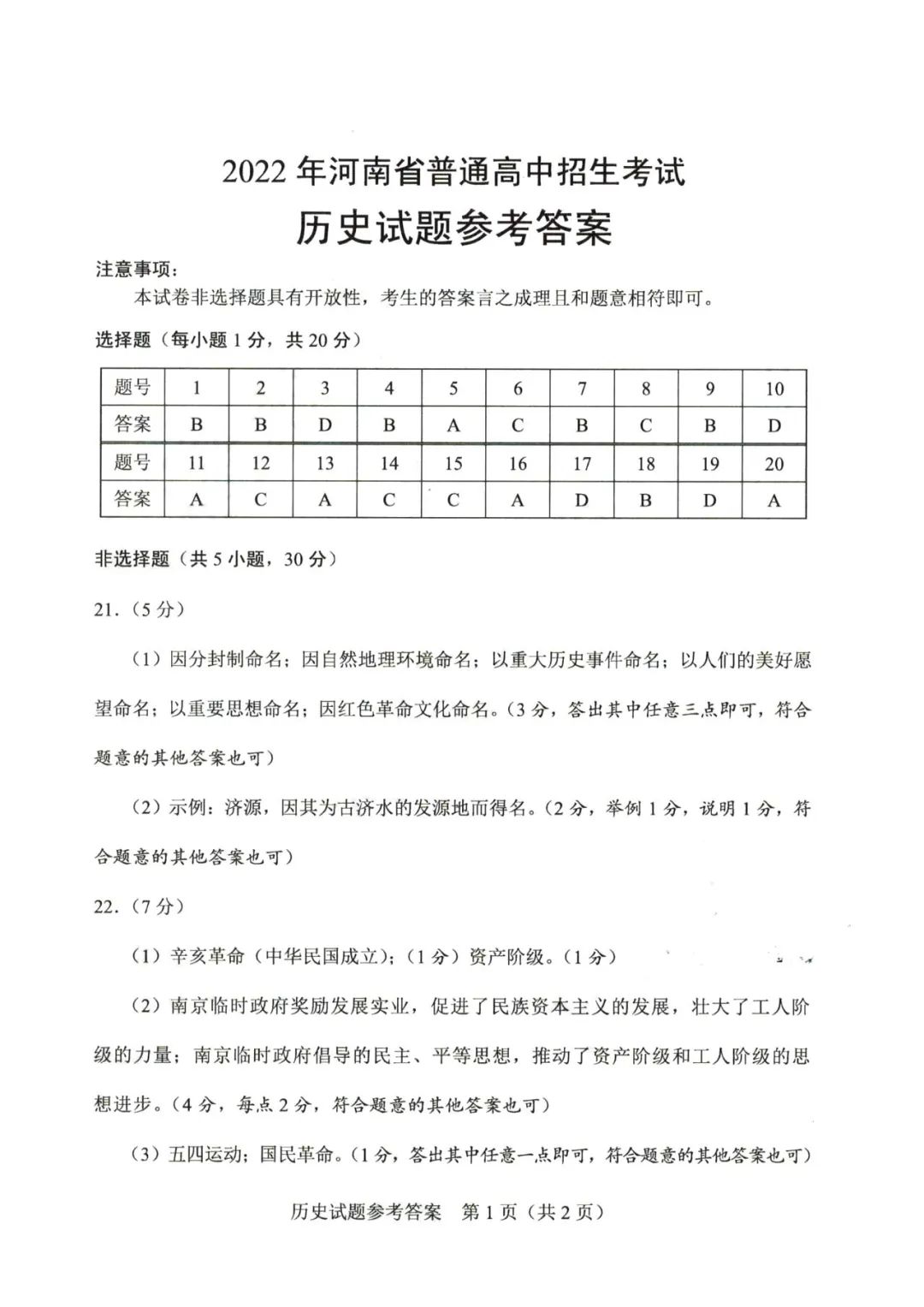 2023年郑州中考历史试卷真题及答案