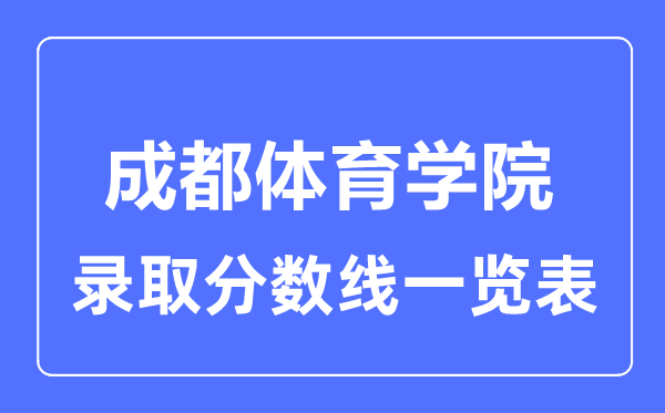 2023年高考多少分能上成都体育学院？附各省录取分数线