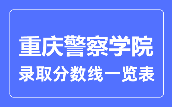 2023年高考多少分能上重庆警察学院？附各省录取分数线