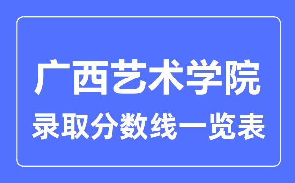 2023年高考多少分能上广西艺术学院？附各省录取分数线