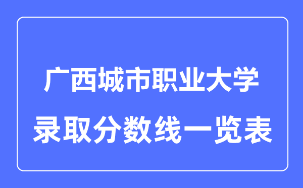 2023年高考多少分能上广西城市职业大学？附各省录取分数线