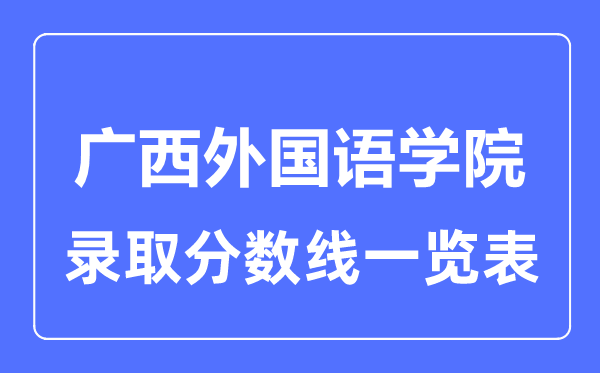 2023年高考多少分能上广西外国语学院？附各省录取分数线