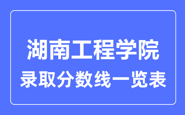 2023年高考多少分能上湖南工程学院？附各省录取分数线