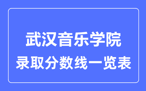 2023年高考多少分能上武汉音乐学院？附各省录取分数线