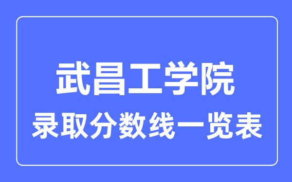 2023年高考多少分能上武昌工学院？附各省录取分数线