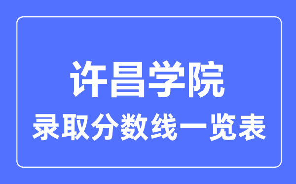 2023年高考多少分能上许昌学院？附各省录取分数线