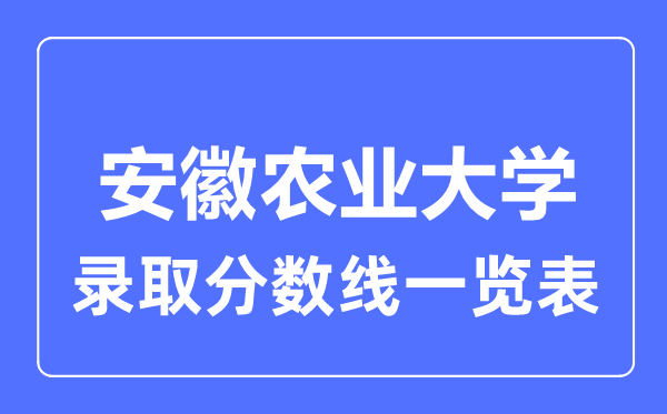 2023年高考多少分能上安徽农业大学？附各省录取分数线