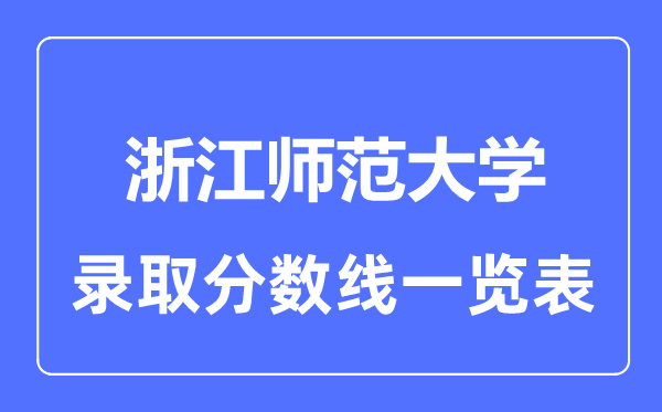 2023年高考多少分能上浙江师范大学？附各省录取分数线