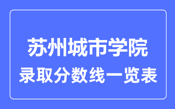 2023年高考多少分能上苏州城市学院？附各省录取分数线