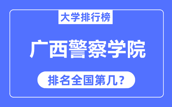 广西警察学院排名全国第几,2023年最新全国排名多少？