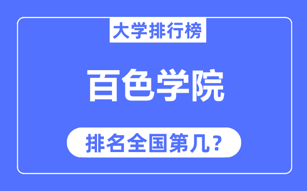 百色学院排名全国第几,2023年最新全国排名多少？