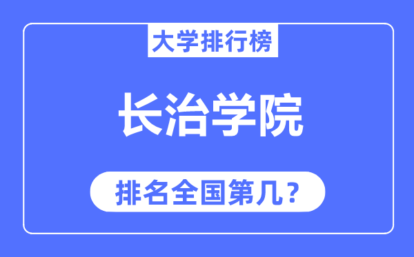 长治学院排名全国第几,2023年最新全国排名多少？