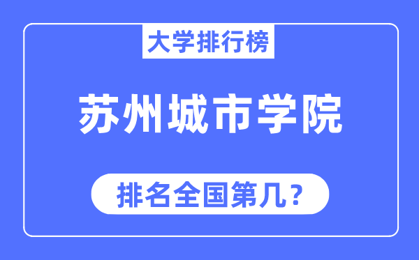 苏州城市学院排名全国第几,2023年最新全国排名多少