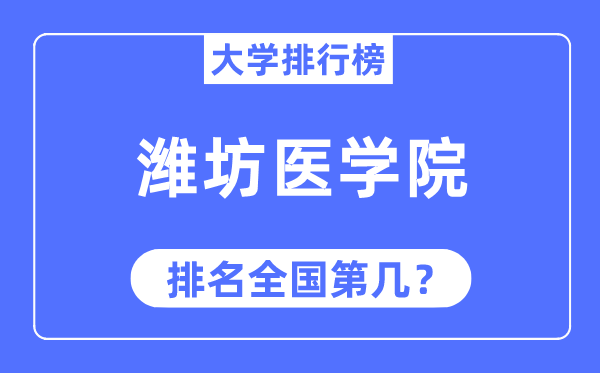 2023年潍坊医学院排名,最新全国排名第几