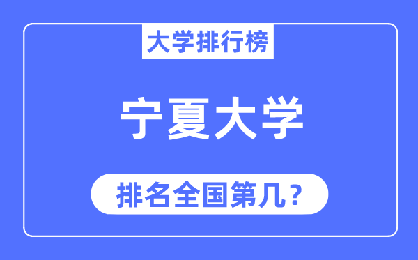 2023年宁夏大学排名,最新全国排名第几