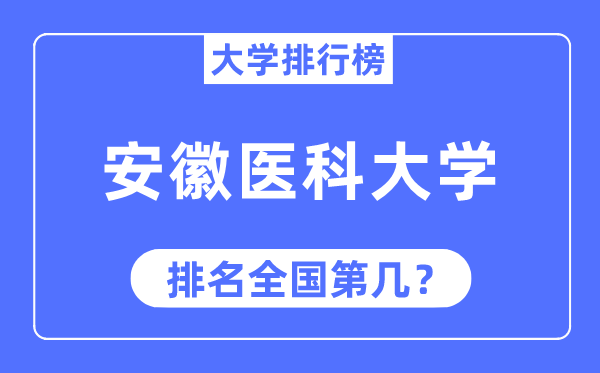 2023年安徽医科大学排名,最新全国排名第几