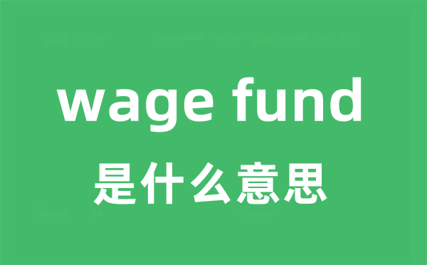 wage fund是什么意思