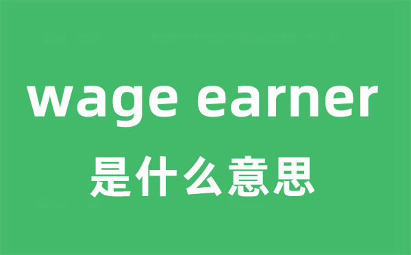 wage earner是什么意思