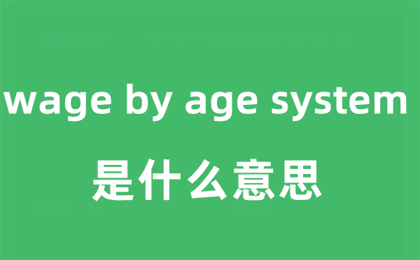 wage by age system是什么意思