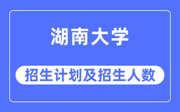 2023年湖南大学各省招生计划及各专业招生人数是多少