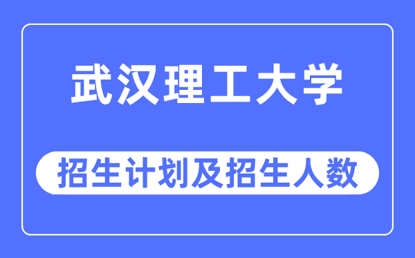 2023年武汉理工大学各省招生计划及各专业招生人数是多少