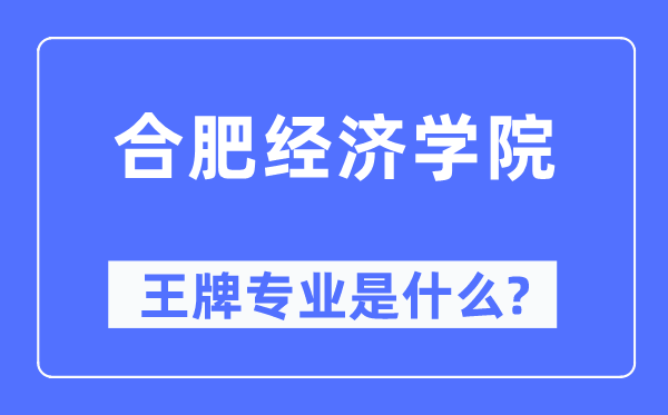 合肥经济学院王牌专业是什么,有哪些专业比较好？